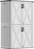 Devoko 50 Cu.ft Outdoor Storage Cabinet - Vertical Resin Storage Shed - Holds Patio Furniture, Pool Toys, Garden Tools (White) Shelf Not Included