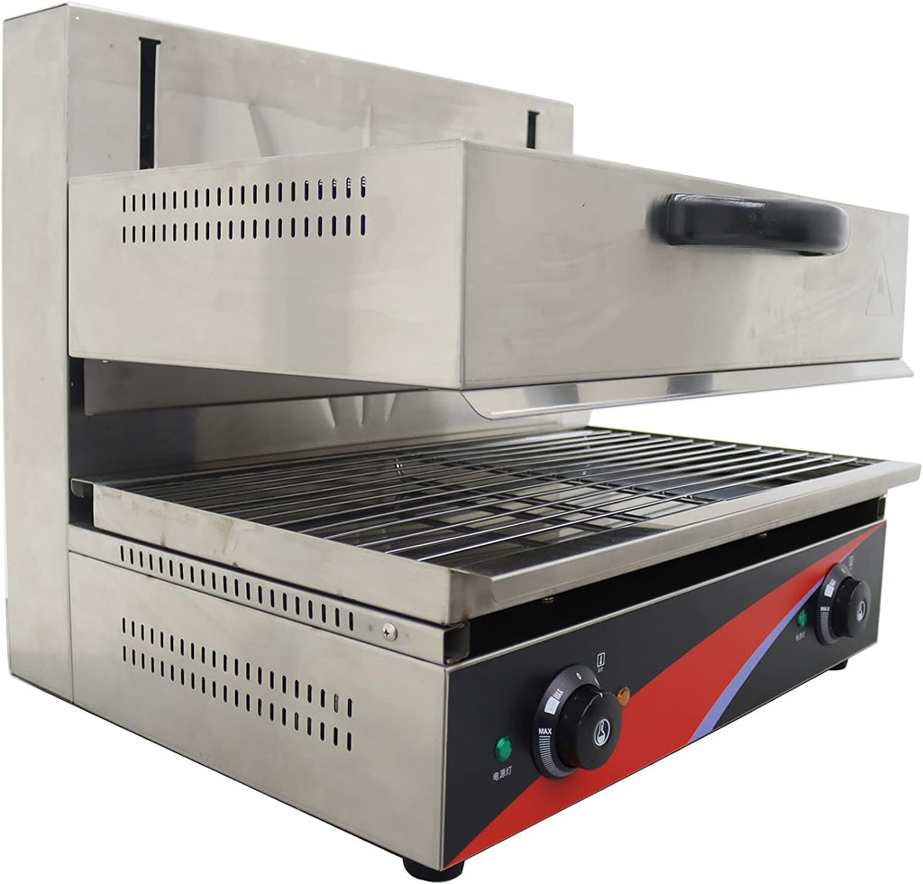 INTSUPERMAI 220V Electric Lift-Up Salamander Stainless Steel 4000W Food Equipment Electric Salamander Stove Grill Barbecue Oven Cheese Melter