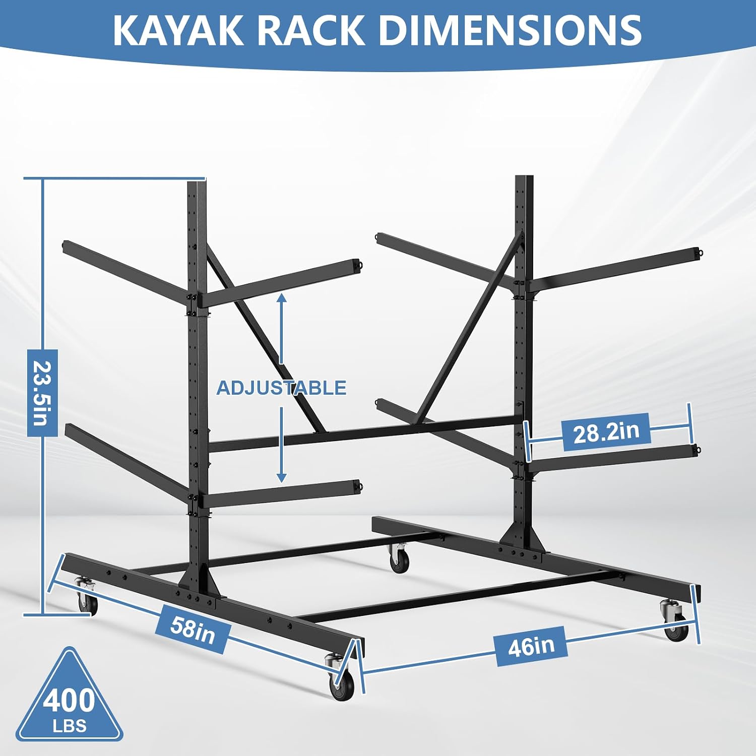 Kayak Storage Rack, Heavy Duty Freestanding Kayak Rack for Garage and Outdoor Storage, Kayak Stand Adjustable for Kayak, Canoe, Surfboard and Paddle Board