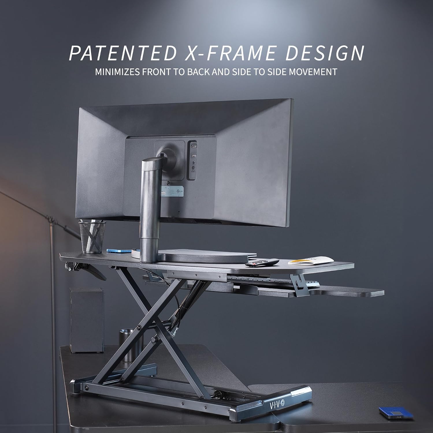 VIVO Corner Height Adjustable 38 inch Standing Desk Converter, Quick Sit to Stand Tabletop Dual Monitor Riser Workstation, DESK-V037MC