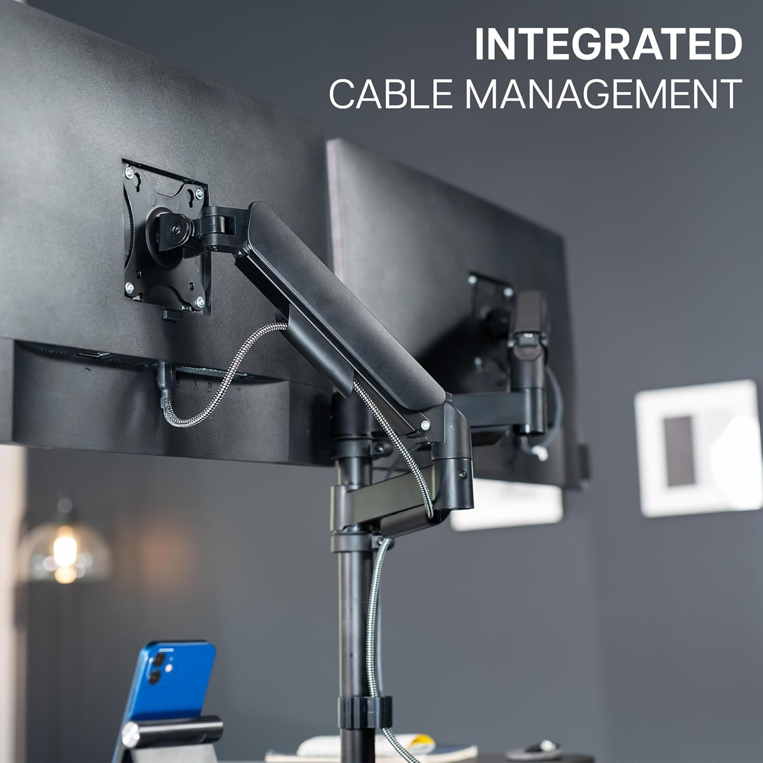 VIVO 32 inch Standing Desk Converter with Dual Monitor Mount for up to 32 inch Screens, Height Adjustable Riser with Mechanical Spring Arms, Black, DESK-KIT-0K2K