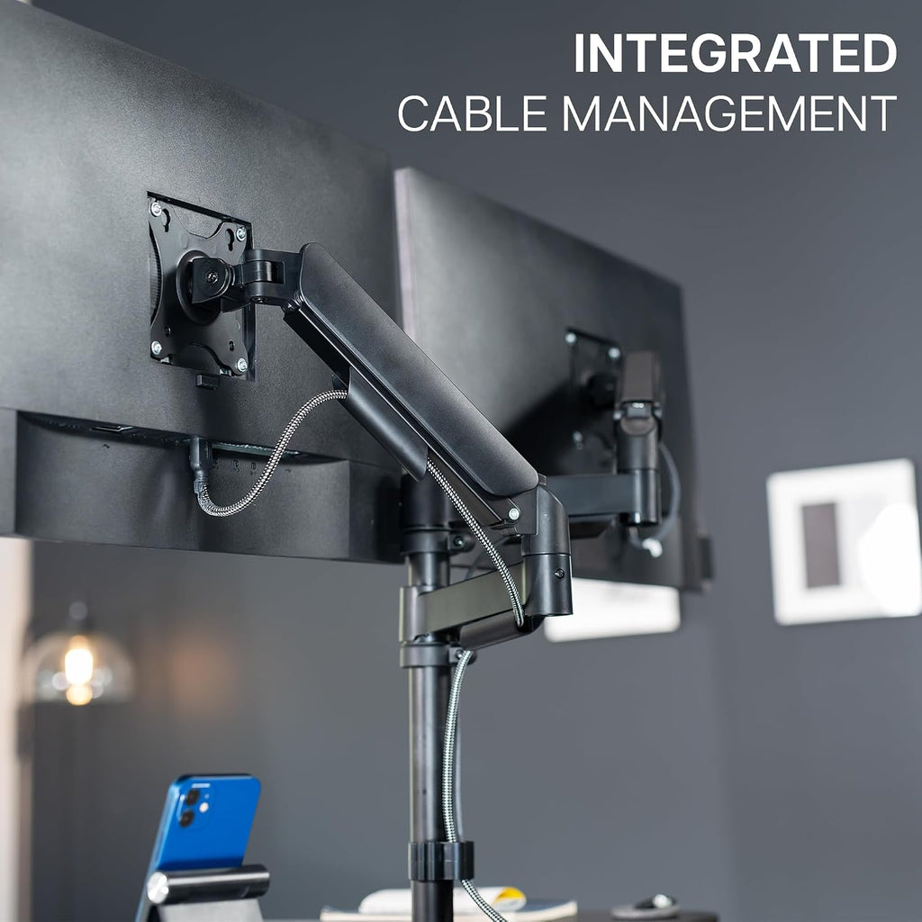 VIVO 36 inch Standing Desk Converter with Dual Monitor Mount for up to 32 inch Screens, Height Adjustable Riser with Mechanical Spring Arms, Black, DESK-KIT-036K2K