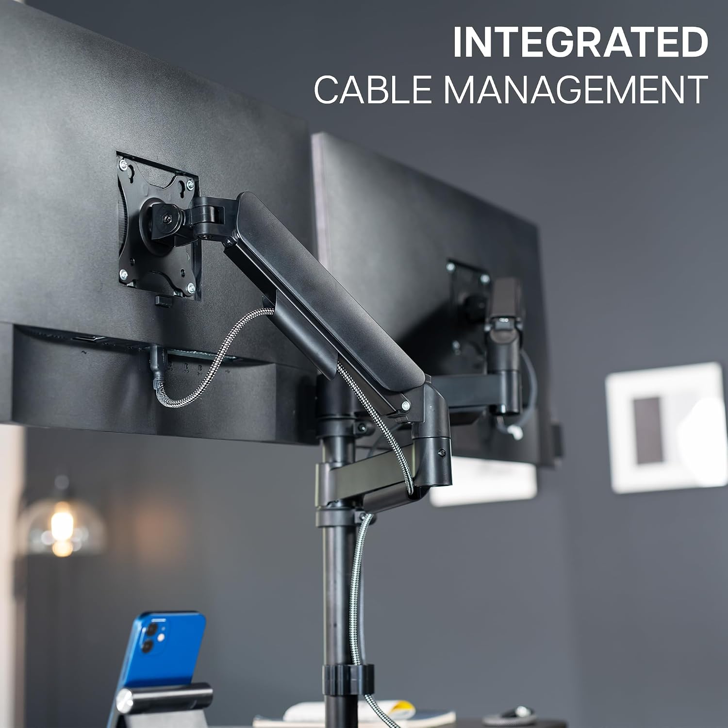 VIVO 36 inch Standing Desk Converter with Dual Monitor Mount for up to 32 inch Screens, Height Adjustable Riser with Mechanical Spring Arms, Black, DESK-KIT-036K2K