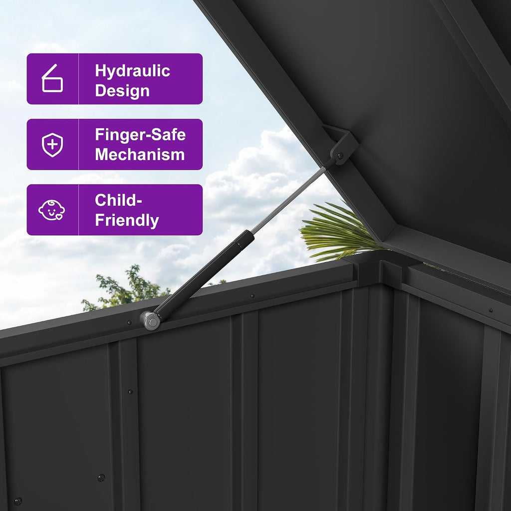 PURPLE LEAF Outdoor Deck Box 120 Gallon Waterproof Lockable Storage Box Container with Lid Deck Organization for Patio Cushions Side Table Pool Accessories Garden Tools, Gray