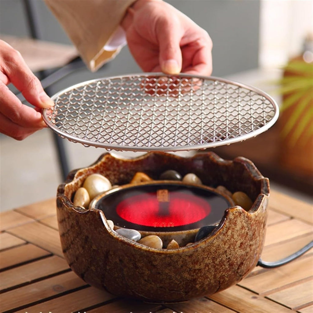 Charcoal grill,indoor bbq grill,Electric Ceramic Stove for Cooking Tea Coffee, Indoor Desktop Tea Stove Barbecue Stove with Grill Mesh for Roasting Meat Fruits Nuts Snacks Vegetables Camping Grill St