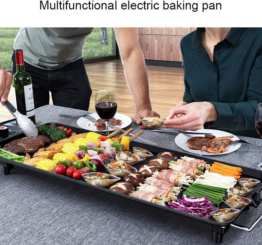 Electric Grills 2-In-1 Indoor Grill Smokeless Coated Non-Stick 1360 W with Cool-Touch Handle, for 2 4 People Extra Large Surface, 5-Level Control, Easy To Clean Black