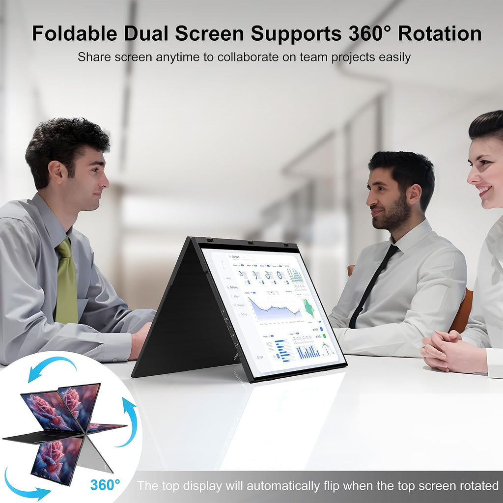 wisecoco 18.5'' 120Hz FHD 1080P Touch Screen Dual Triple Portable Monitor IPS USB-C HDMI HDR Secondary Display Foldable Laptop PC Gaming Monitor 100% sRGB Windows Mac Android Plug&Play Flip S8+