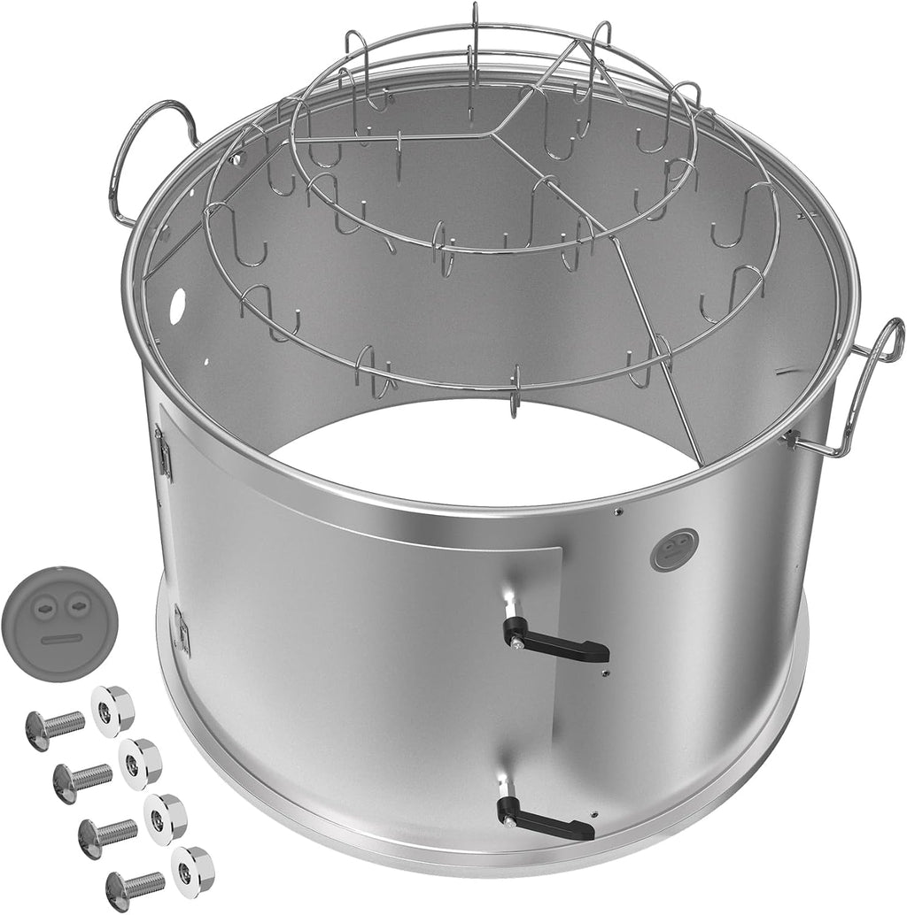 only fire Stainless Steel Grill Cooking Smoking Attachment, Charcoal, Rib Hanging System for Weber 22 inch Kettle Grills - Turns Your Kettle into Smoker
