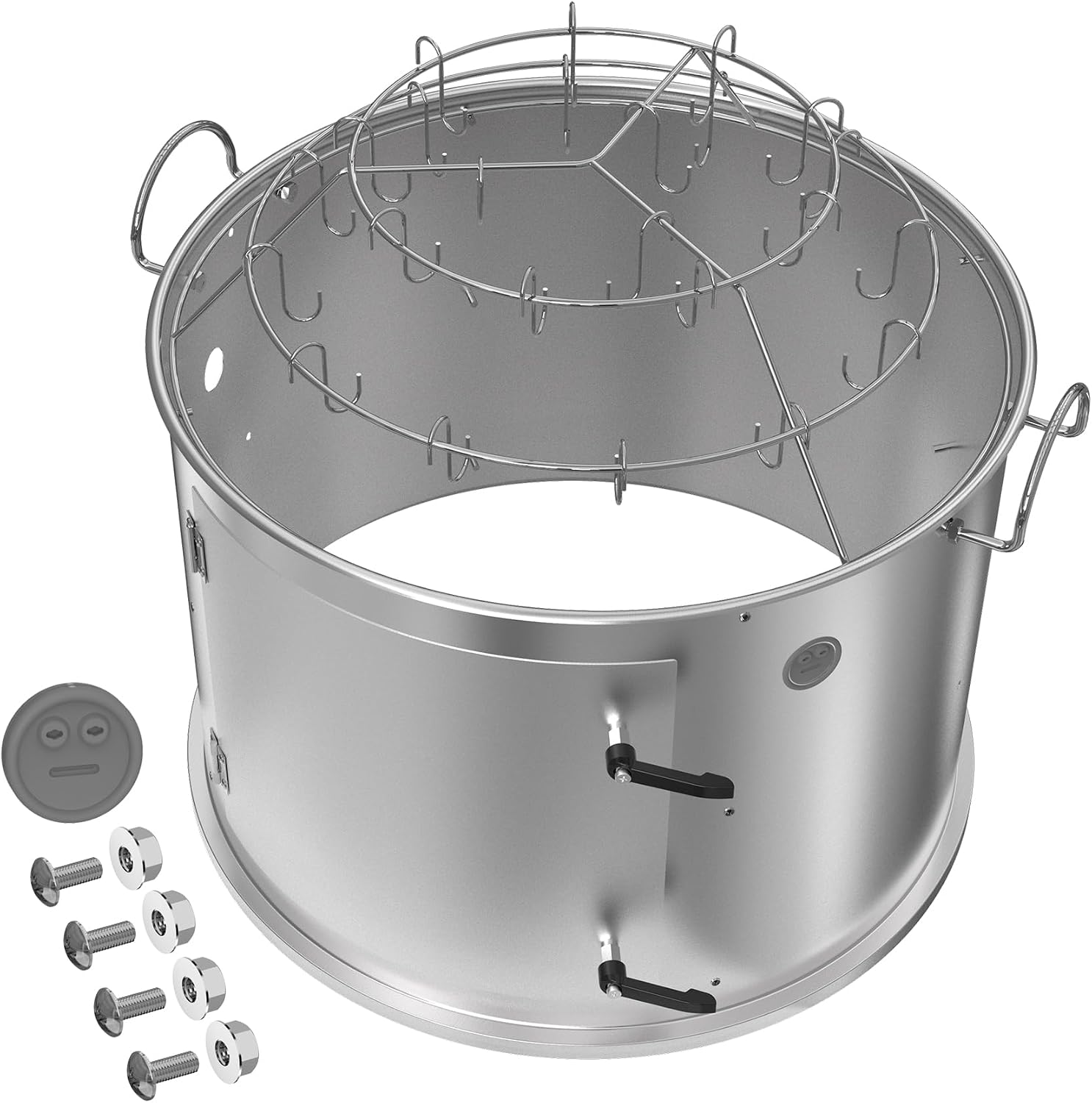 only fire Stainless Steel Grill Cooking Smoking Attachment, Charcoal, Rib Hanging System for Weber 22 inch Kettle Grills - Turns Your Kettle into Smoker