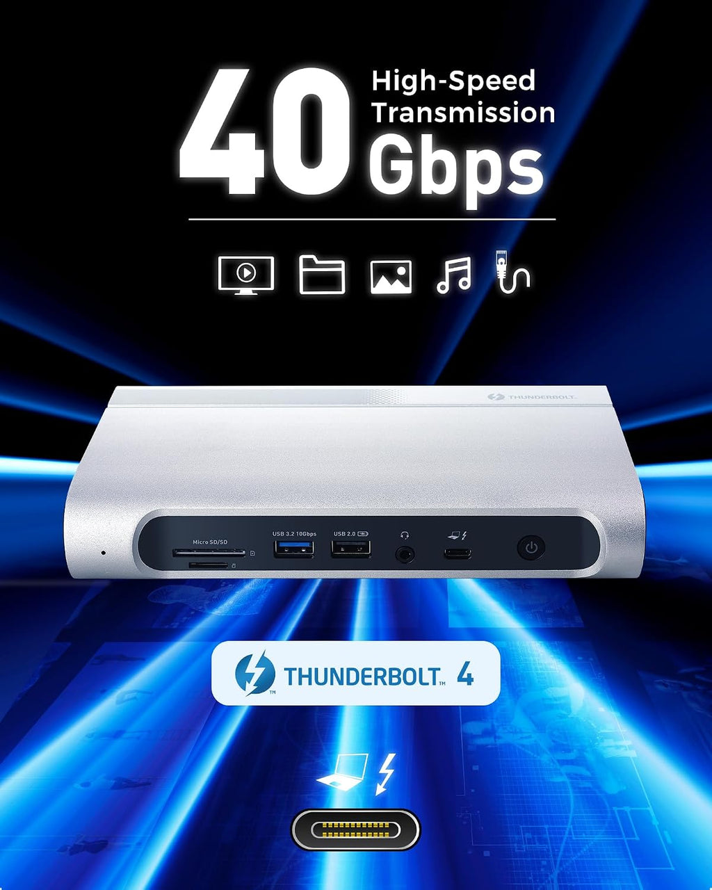 [Intel Certified] Cable Matters 16-in-1 40Gbps Thunderbolt 4 Dock with Thunderbolt Share - Quad 4K Video(2X DP, 2X HDMI) for Windows, Dual 4K (DP or HDMI) for MacBook Pro M1/M2/M3/M4 Pro/Max, 100W PD