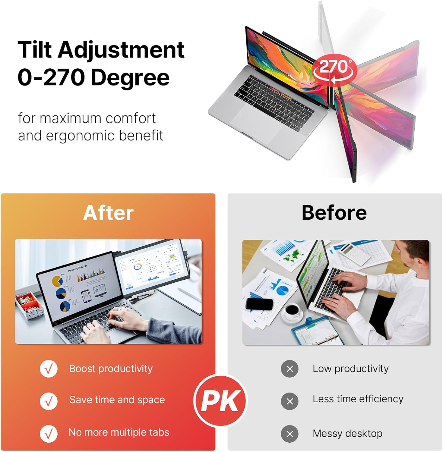 New Mobile Pixels Duex Plus DS Laptop Screen Extender, 13.3' FHD 1080P IPS Ultra Slim Portable Monitor, USB A/USB C/HDMI Plug and Play Laptop Monitor, Windows/Mac/Android/Switch Compatible