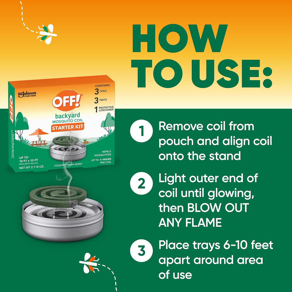 OFF! Backyard Mosquito Coils with Trays and Protective Container Country Fresh Scent Repel Mosquitoes for Patio and Deck Outdoor Use Up to 4 Hours per Coil 3 Count (Pack of 12)