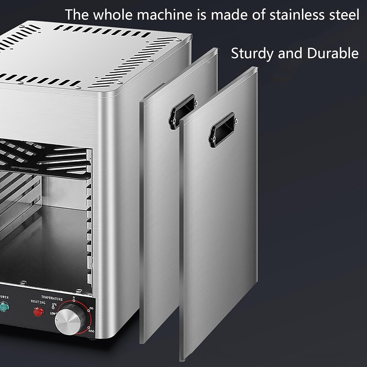 Electric Steak Grill, 3400W Smokeless Electric Broiler, 800℃ Stainless Steel Steak Cooker with 10-Tier Adjustable Rack, for BBQ, Toast, Grill, Indoor