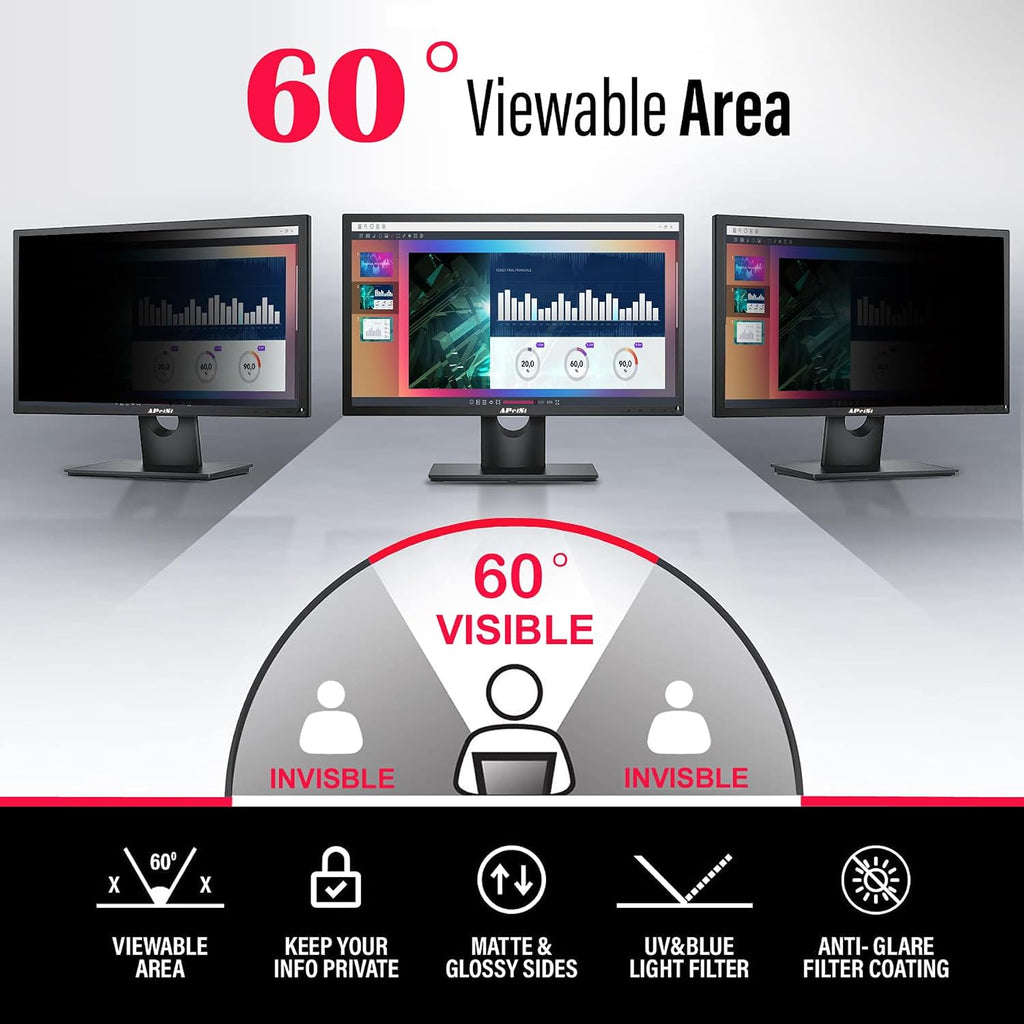 37.5 Inch Privacy Screen Filter for 21:9 Curved Ultrawide Monitor | Privacy Shield | Anti Glare | Anti-Blue Light | Eye Protection | Anti Spy | Computer Security Private Filter Protector