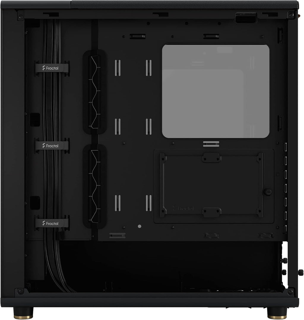 Fractal Design North Charcoal Black Tempered Glass Dark - Genuine Walnut Wood Front - Glass Side Panel - Two 140mm Aspect PWM Fans Included - Type C USB - ATX Airflow Mid Tower PC Gaming Case