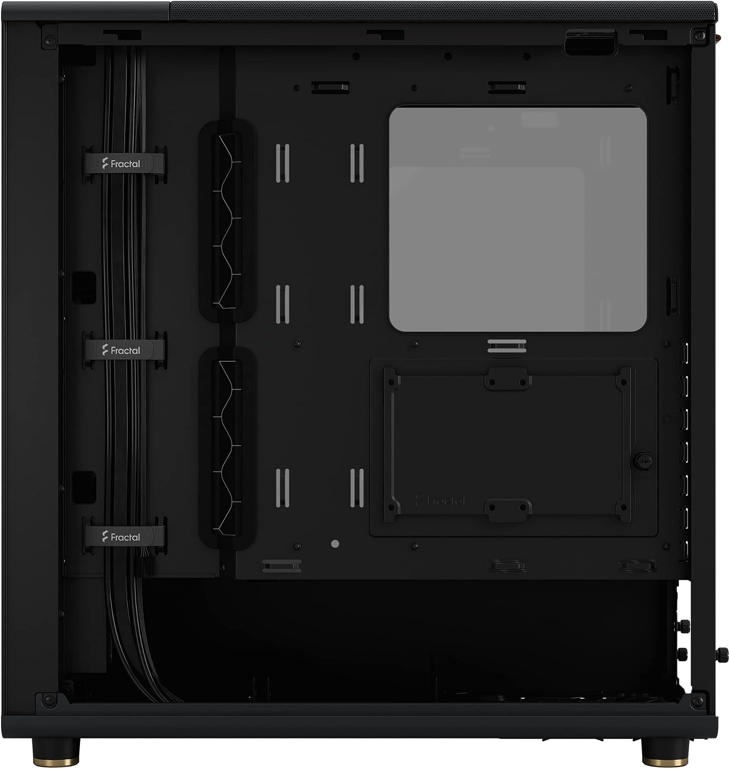 Fractal Design North Charcoal Black Tempered Glass Dark - Genuine Walnut Wood Front - Glass Side Panel - Two 140mm Aspect PWM Fans Included - Type C USB - ATX Airflow Mid Tower PC Gaming Case
