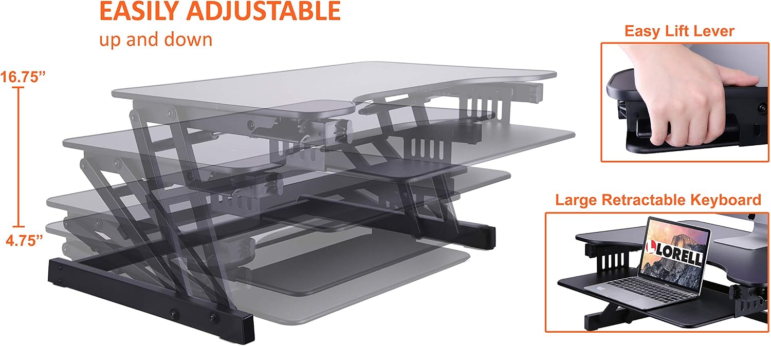 Lorell Adjustable Desk/Monitor Riser, Black