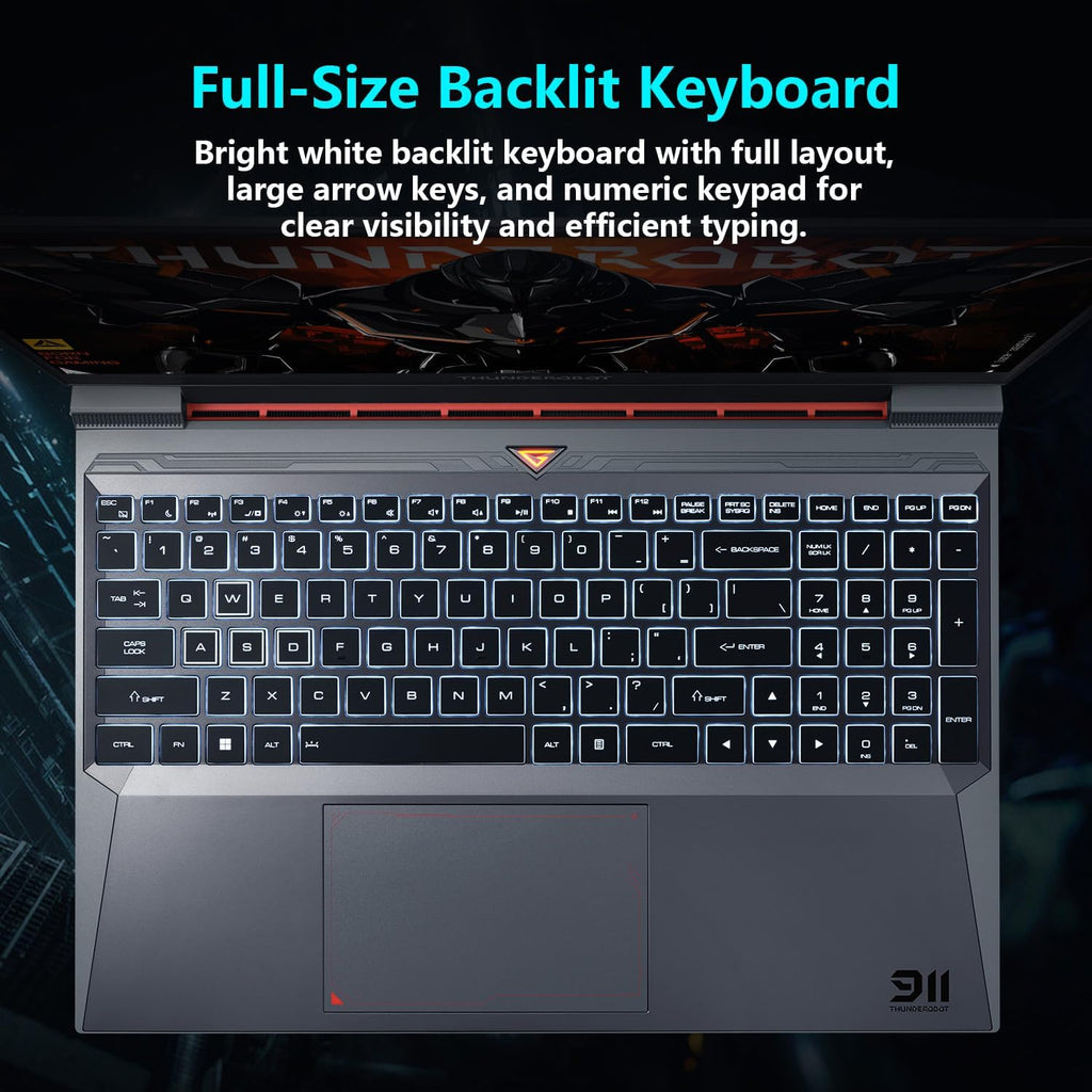 Thunderobot Storm 15 4050 Gaming Laptop, Intel Core i7-13620H, GeForce RTX 4050, 15.6' FHD 165Hz Display, 32GB RAM, 1TB SSD, Backlit Keyboard, HDMI, Wi-Fi, Win 11 Home, Black