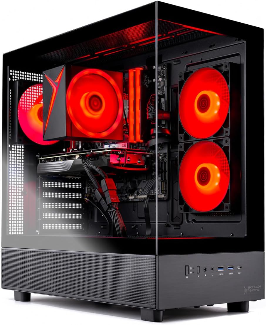 Skytech Gaming Azure 3 Gaming PC, AMD Ryzen 7 7700 3.8GHz, NVIDIA RTX 5060, 1TB Gen4 NVMe SSD, 32GB DDR5 RAM 6000, 650W Gold PSU, WI-FI 5, Windows 11, Desktop
