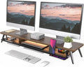 Fenge Dual Monitor Stand, Monitor Stands Riser for 2 Monitors, 42.5 Inch Monitor Stands Shelf with 12 Color LED Light for Office Desk