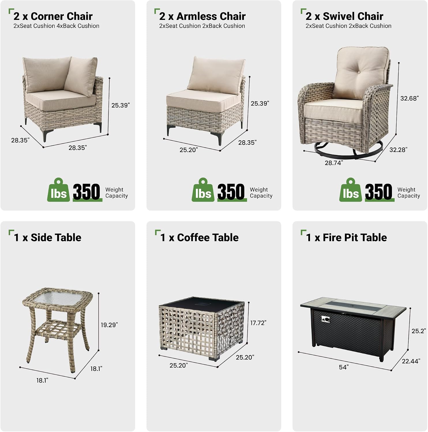 9 Pcs Patio Furniture with Fire Pit Table, Outdoor Rattan Wicker Conversation Set with Glowing Coffee Table, Comfy Sectional Sofa for Porch Balcony Backyard Pool, Beige