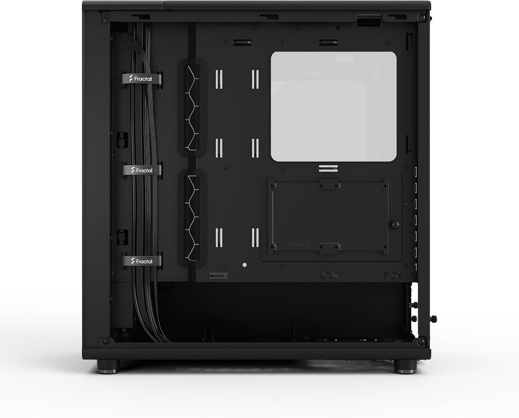 Fractal Design North Momentum Black - Glass Side Panel - Genuine Blackened Oak Wood Front - High Airflow PC Gaming Case - Three Powerful 120mm Momentum Fans Included - ATX Support