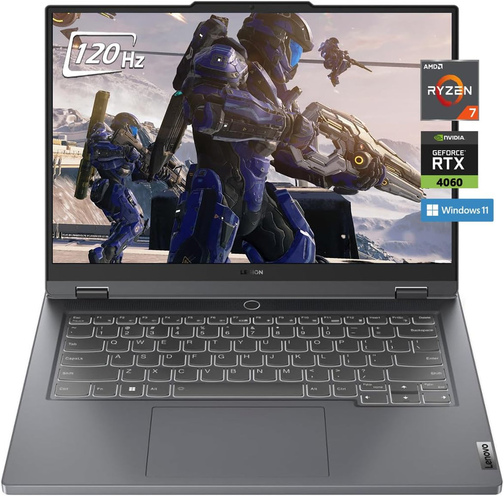 Lenovo Legion Slim 5 14.5' 120Hz WQXGA+ IPS Gaming Laptop, AMD Ryzen 7 7840HS(8-core), NVIDIA GeForce RTX 4060, 16GB RAM, 1TB SSD, Wi-Fi 6, White Backlit, Win11, Storm Gray, W/GaLiMu
