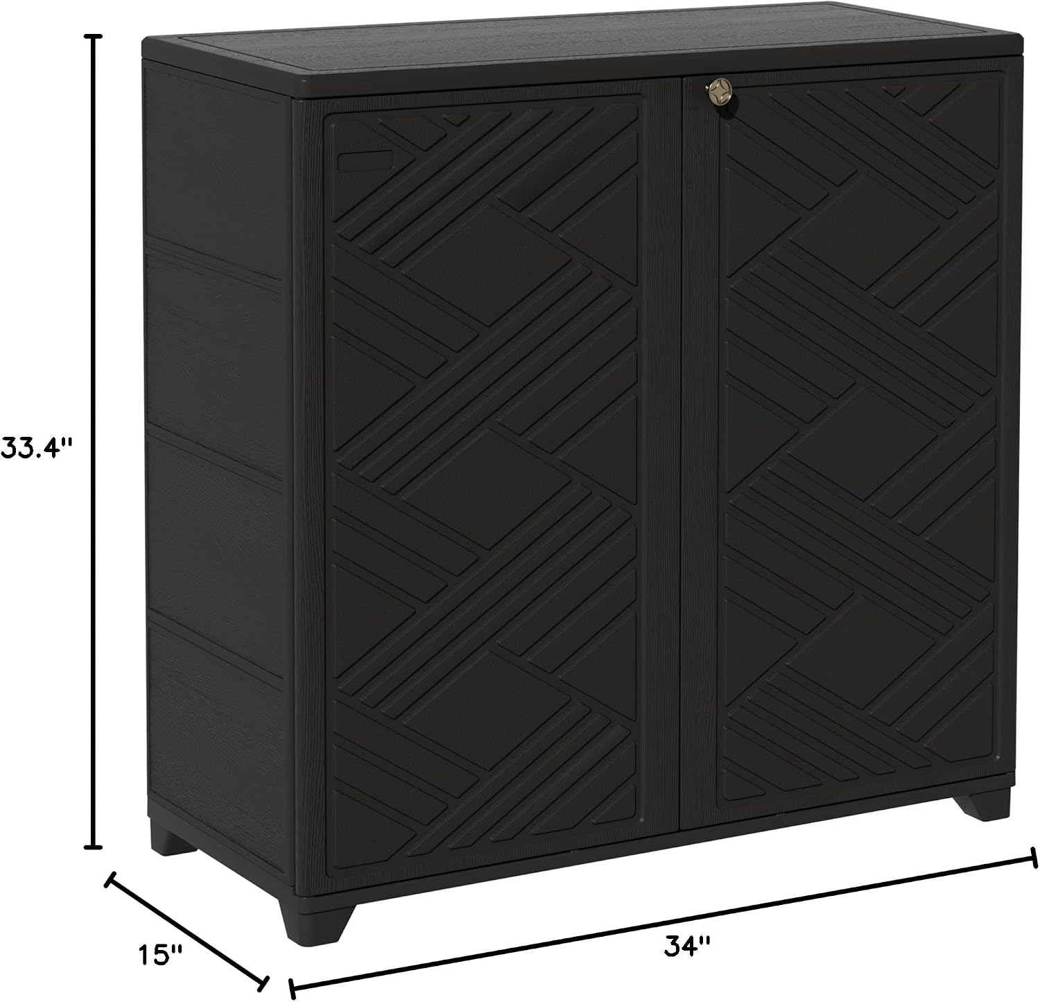 ADDOK Indoor Outdoor Plastic Storage Cabinet 34'x15'x34', Outdoor Storage Shed for Living Room, Hallway, Balcony, Garage, Garden, Backyard-Black（W/O Shelf）