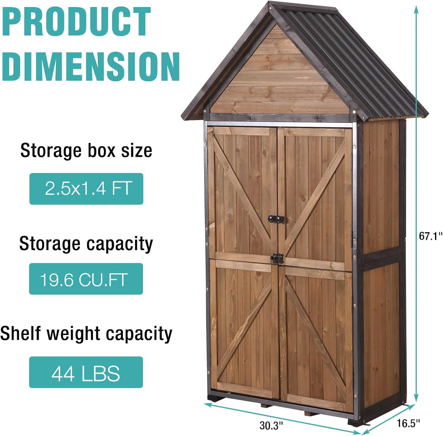 Sheds Outdoor Storage,Garden Shed with Metal Frame Structure and Adjustable Shelves,Large Capacity Storage Tool Cabinet Box for Backyard Garden Patio Lawn (Brown)
