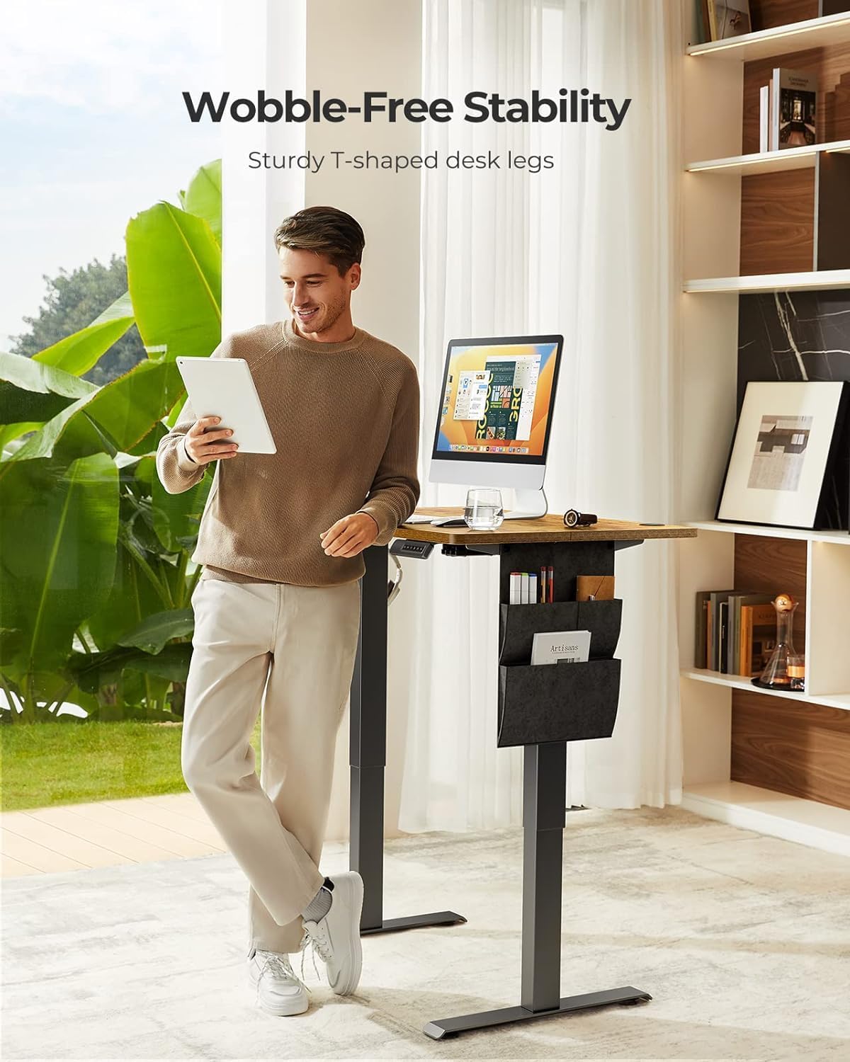Marsail Standing Desk,Home Office Adjustable Heights Desk,Stand Up Desk,63x24 Inches Desktop Sit Stand Gaming Computer Desk for Study,Writing with 4 Memory Presets,Headphone Hook,Cable Organizer