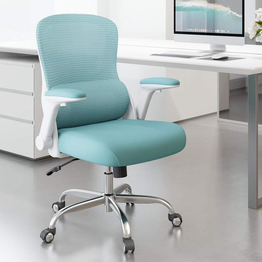 Office Chair - Ergonomic Desk Chair with Adjustable Lumbar Support, Mesh Computer Chair, Executive Office Chairs for Adults, Wide Seat Office Chair Back Support for Tall Men (Blue)
