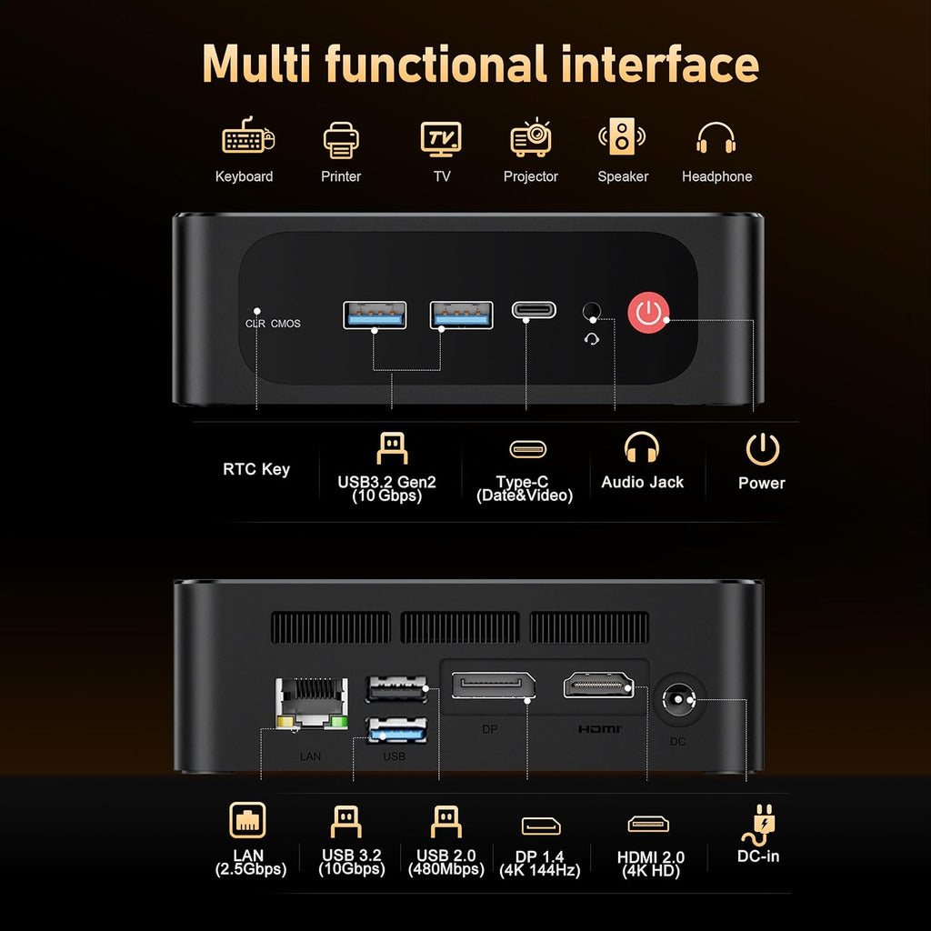 Beelink SER5 PRO Mini PC, AMD Ryzen 5 5625U (6C/12T, Up to 4.3GHz), 16GB DDR4 500GB SSD, Mini Computer Support 2.5G LAN/Triple Display/USB3.2/WiFi6/BT5.4 Home/Office Micro Desktop Computer