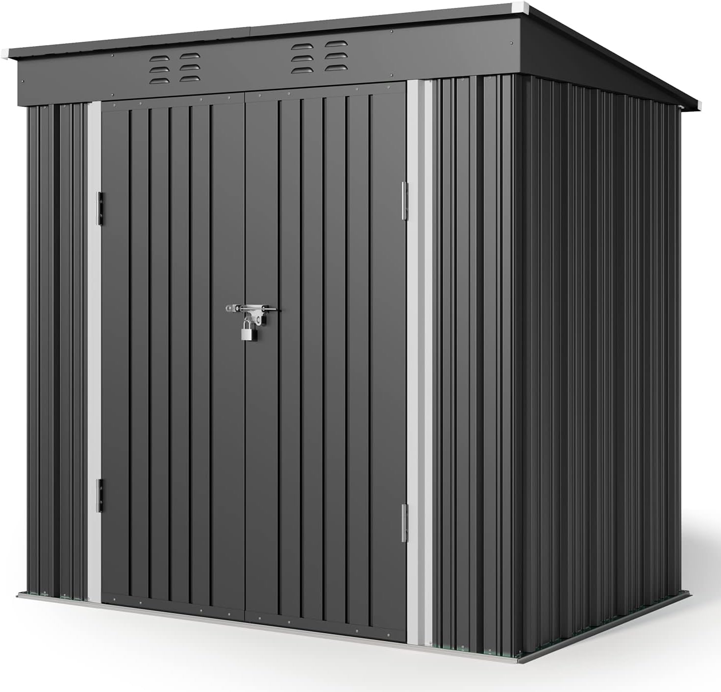 Gizoon 6' x 4' Outdoor Storage Shed with Double Lockable Doors, Anti-Corrosion Metal Garden Shed, Waterproof Shed Outdoor Storage Clearance for Backyard Patio Lawn-Dark Gray