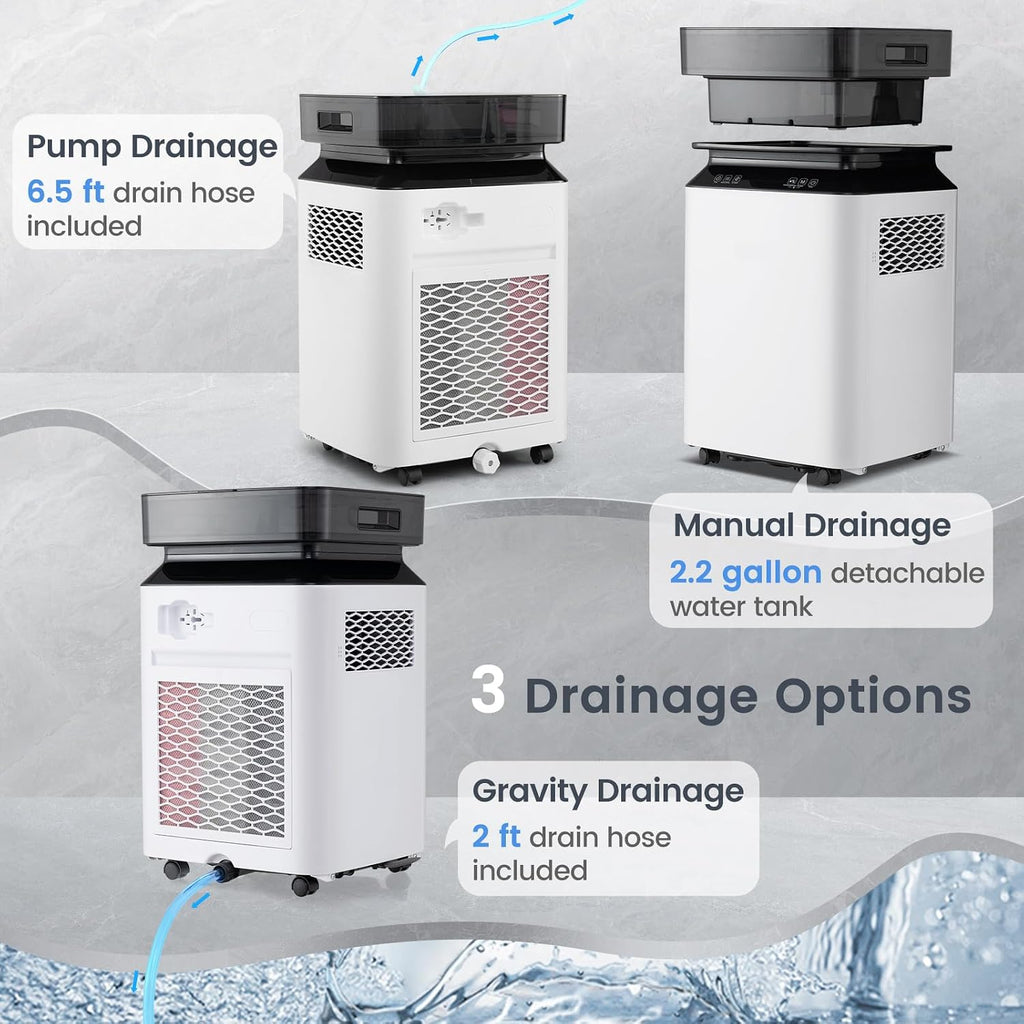 4,500 Sq.Ft Dehumidifier for Basement and Home, 70 Pint Dehumidifier with Drain Hose, Pump, 2.2 Gal Water Tank & Child Lock, 24H Timer & Energy Efficient, Ideal for Large Room (4500 Sq.Ft)