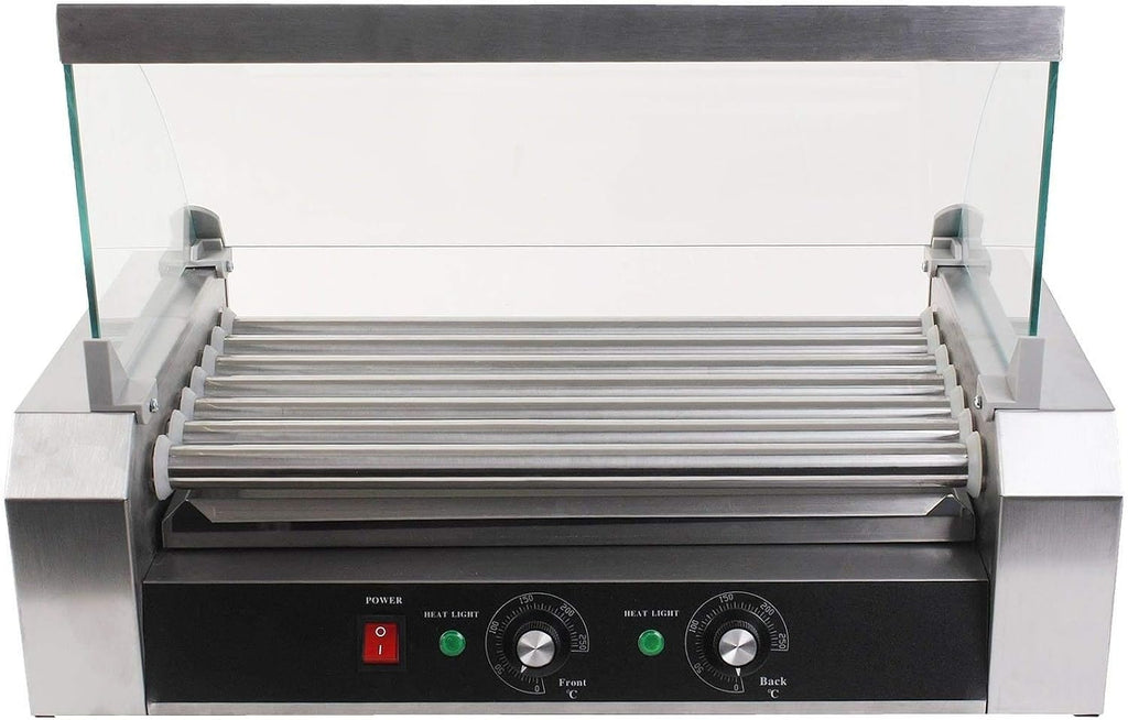 New Commercial 18 Hot Dog Hotdog 7 Roller Grill Cooker Machine w/ Cover