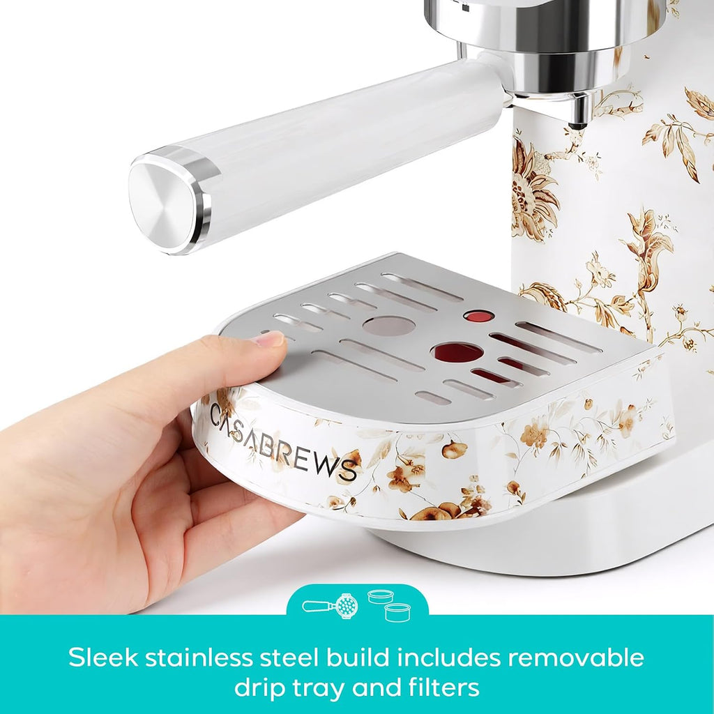 CASABREWS CM5418 Espresso Machine 20 Bar, Compact Espresso Maker with Steam Milk Frother, Stainless Steel Coffee Machine with 34oz Removable Water Tank for Cappuccino, Latte Machine, Blooming Ivory