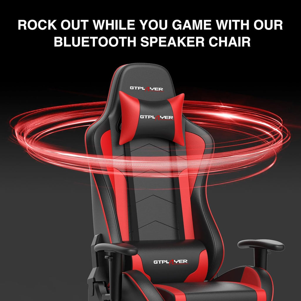 GTPLAYER Gaming Chair with Footrest Speakers Video Game Chair Bluetooth Music Heavy Duty Ergonomic Computer Office Desk Chair