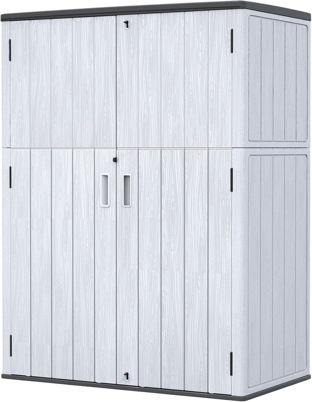 ZZM 57 Cu.ft Outdoor Storage Cabinet with One Tool Kit, Horizontal Storage Shed for Garage, Bike, Garbage Cans, Garden Accessories
