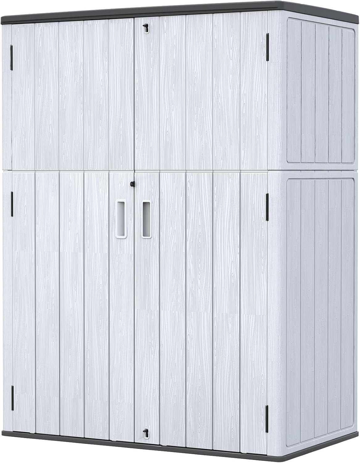 ZZM 57 Cu.ft Outdoor Storage Cabinet with One Tool Kit, Horizontal Storage Shed for Garage, Bike, Garbage Cans, Garden Accessories