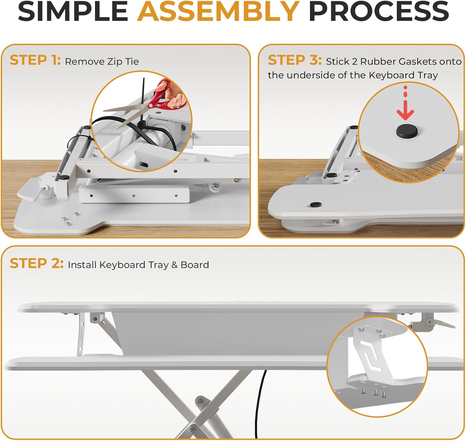 JOY worker Standing Desk Converter, 35' Height Adjustable Sit Stand Up Desk Riser with Keyboard Tray & 6 Fridge Magnets, Desktop Workstation Riser for Home Office Computer Laptop, White
