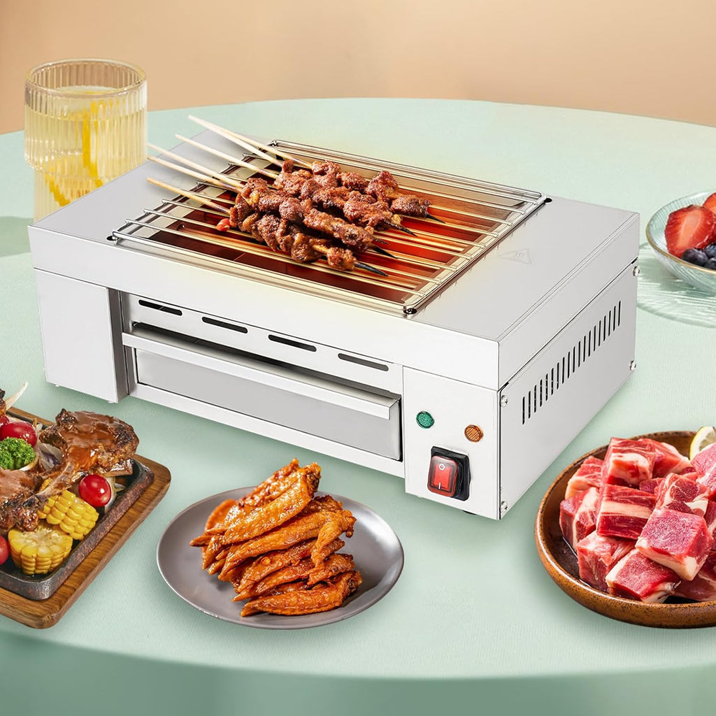 Barbecue Electric Grill,1500W Electric Grill Professional Barbecues Griddle BBQ Grill Camping Tabletop Grill Stainless Steel Barbecues Grill for Household Commercial Use (Style 3)
