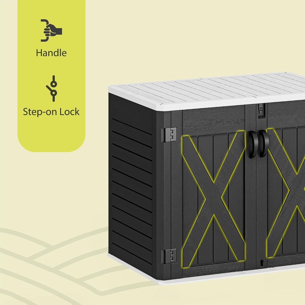 YITAHOME Outdoor Resin Storage Sheds with X-Shaped Lockable Door, 39 in Height Lockable Waterproof Horizontal Shed w/o Shelf, Easy to Assemble Shed Storage for Garden Tools, Dark Gray