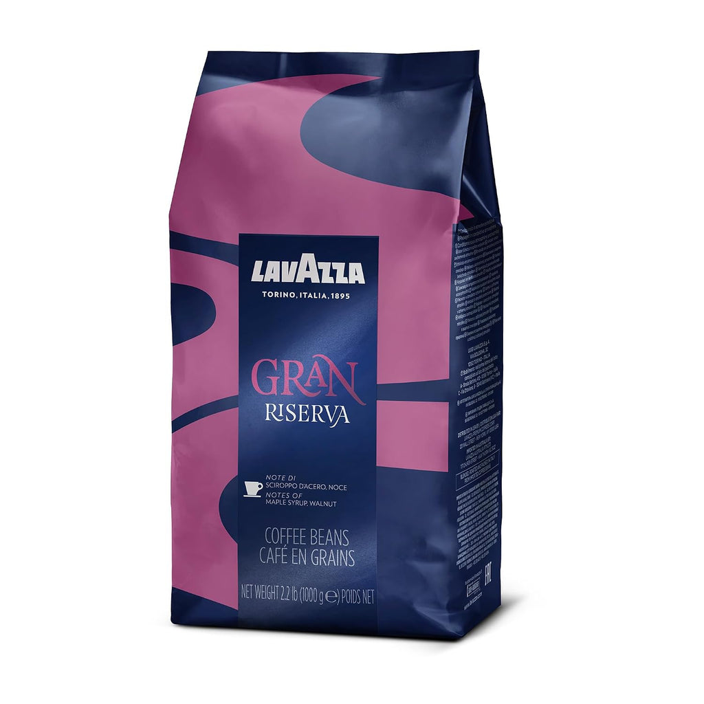 Lavazza Gran Riserva Whole Bean Coffee, Arabica and Robusta Blend, 2.2 lb Bag (Pack of 6)