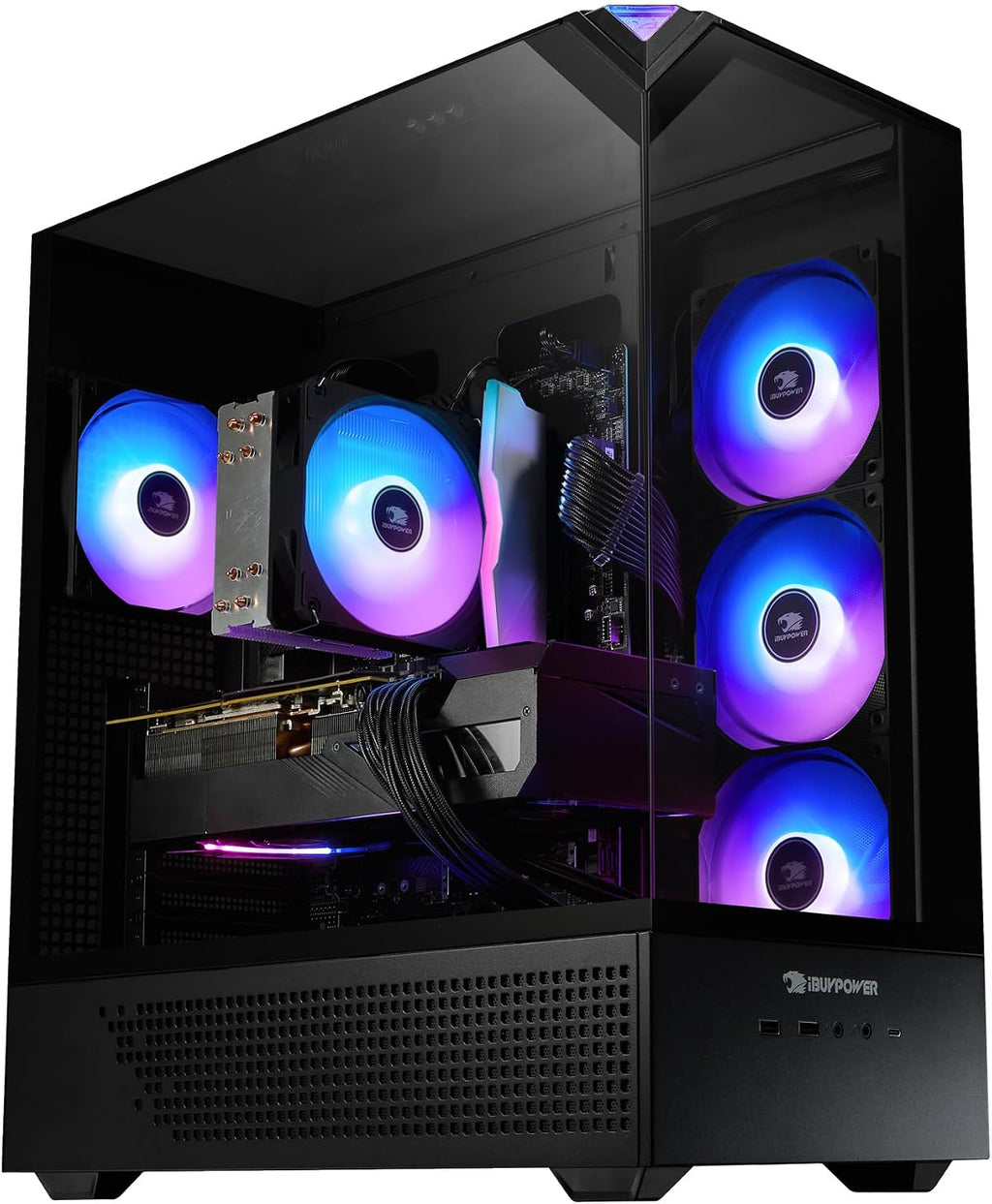 iBUYPOWER Element Black Gaming PC Desktop Computer Intel Core i5 14400F CPU, NVIDIA GeForce RTX 5060Ti 8GB GPU, 16GB DDR5 RGB 5200MHz RAM, 1TB NVMe SSD, Windows 11 Home, Keyboard, Mouse - EBI5N56T02