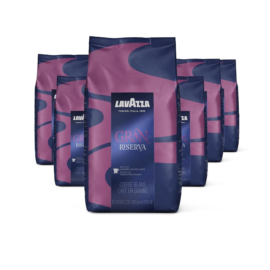 Lavazza Gran Riserva Whole Bean Coffee, Arabica and Robusta Blend, 2.2 lb Bag (Pack of 6)