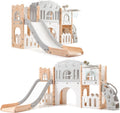 Garvee Toddler Slide 8 in 1 Toddler Playset for Toddlers Age 1-3, Baby Playset for Indoor Outdoor Playground with Climber, Crawling Tunnel, Basketball Hoop, Telescope, Toy Storage