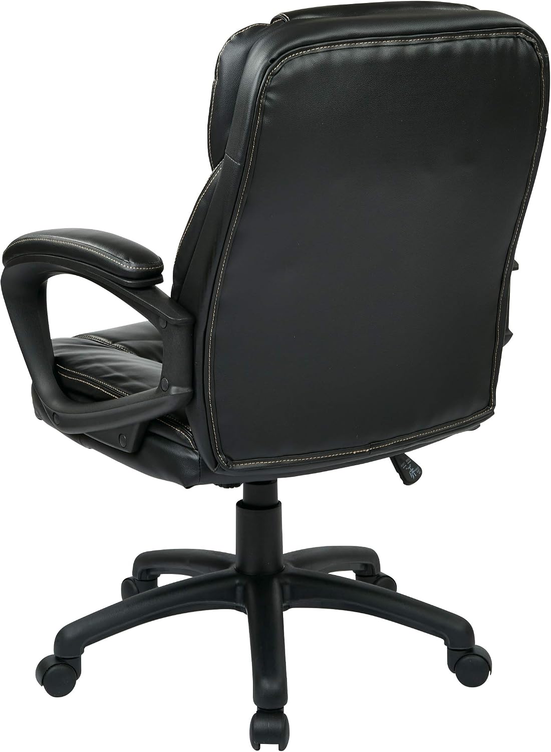 Office Star FL Series Faux Leather Manager's Adjustable Office Chair with Lumbar Support and Padded Arms, Black