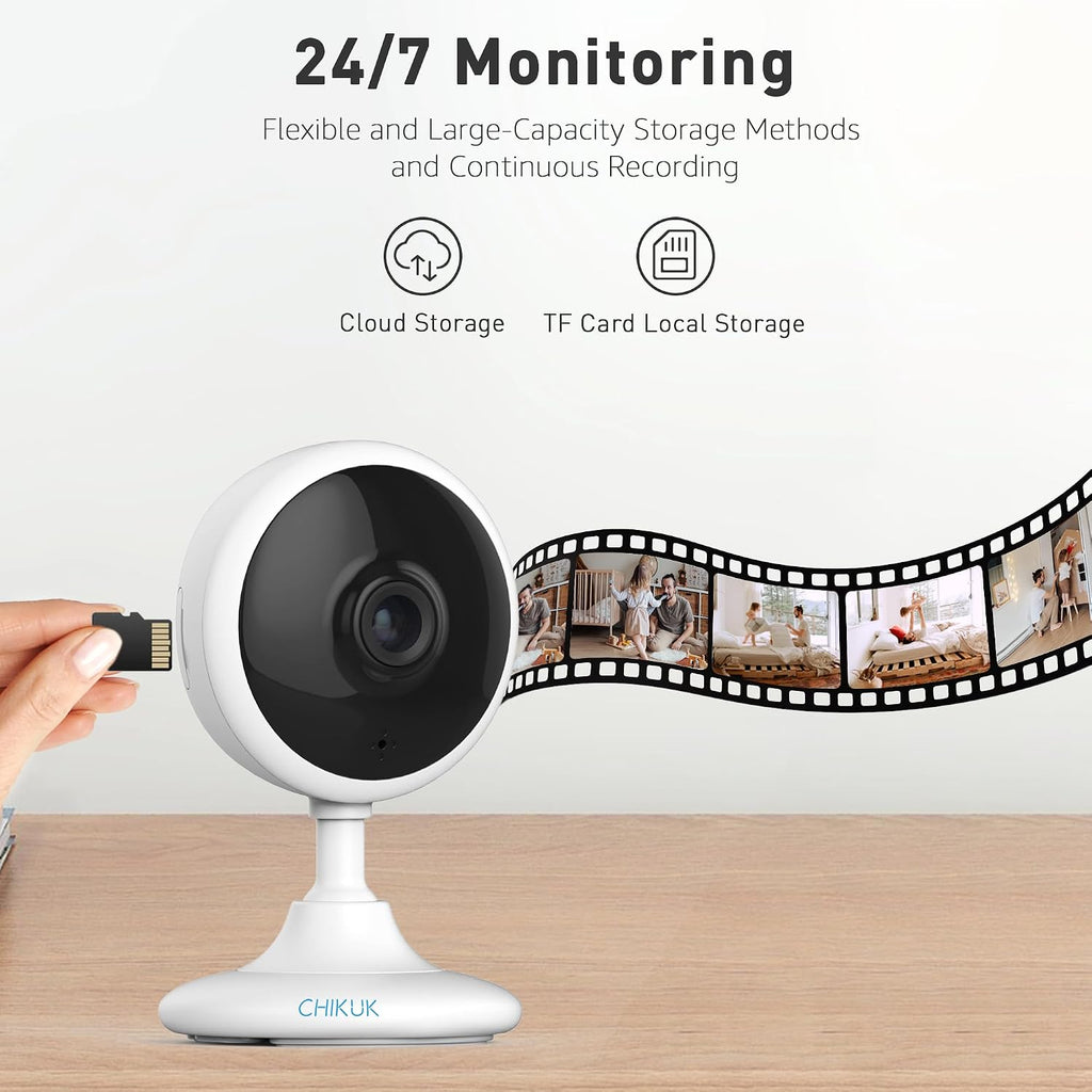 Small Security Cameras, Upgraded Indoor Camera for Pets, Dogs, Babies, Elders, Smart WiFi Home Monitor, App Control, Compatible with Alexa, White, 8PCS