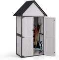 GUTINNEEN Sheds Outdoor Storage Wooden Garden Tool Shed with Metal Frame Sloped Roof and Adjustable 3 Tiers Shelves Outdoor Storage Cabinet for Backyard Garden Patio Lawn 67.1'(Off White)