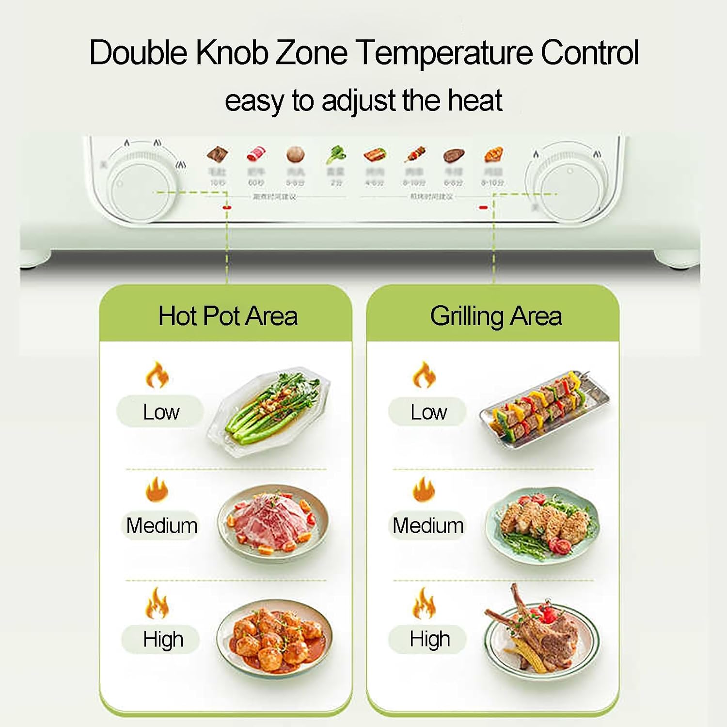 Hot Pot Electric Grill, 2000 W Indoor Non-Stick Electric Pot and Grill, Detachable Double Pot, Independent Dual Temperature Control